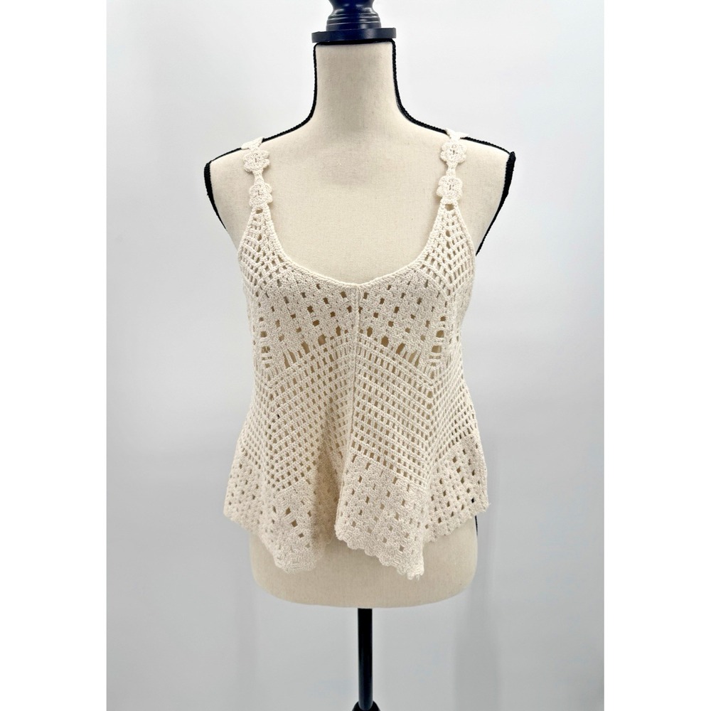 VTG Y2K Rebellion Open Knit Crochet Top Small Bohemian Festival Cottage Beachy